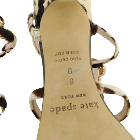 KATE SPADE Leopard Print Calf Hair Crystal Vamp Caged Sling Heel Sandals 8 - Picture 7 of 7